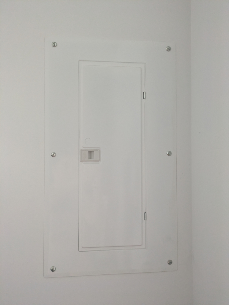White electrical panel door