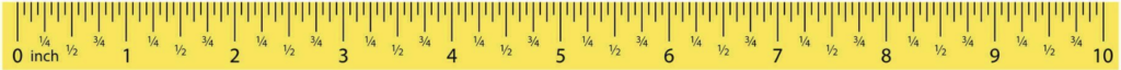 Ruler that uses the imperial system, showing inches. There are lines every 1/16th of an inch.