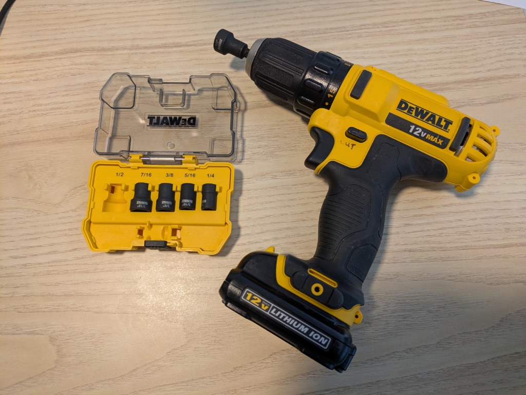 DeWalt power drill and DeWalt nut driver set